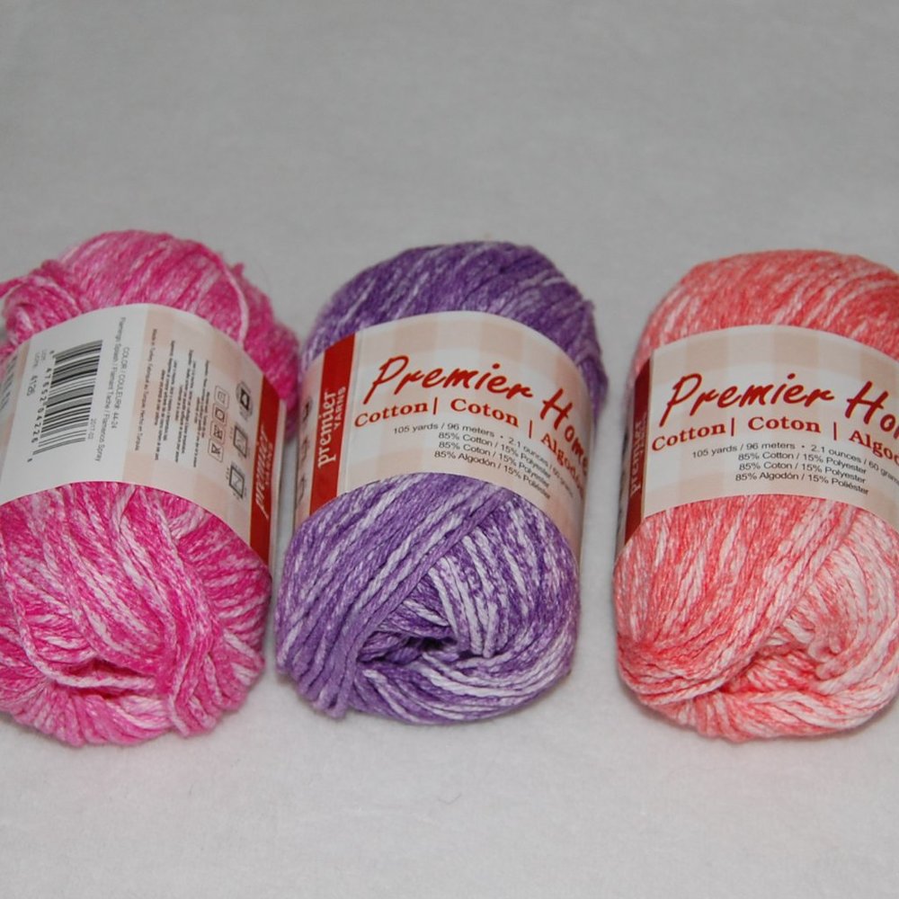 Mixed Lot of 3, #4 Worsted, Premier Yarns, 85% Cotton - Picture 11 of 11